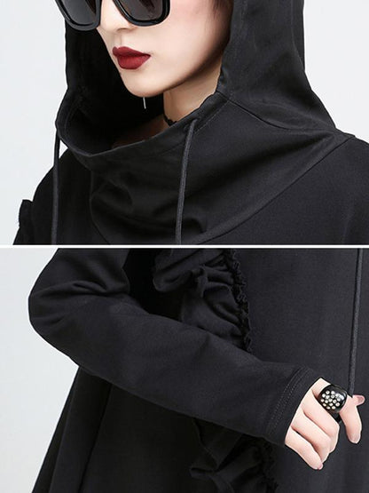 Loose Cropped Hooded Midi Dress