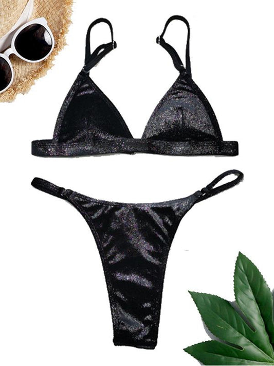 Solid Simple Bikini Swimsuit