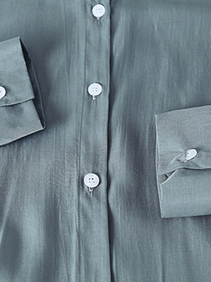 Original Solid Color Thin Lapel Blouses&Shirts Tops