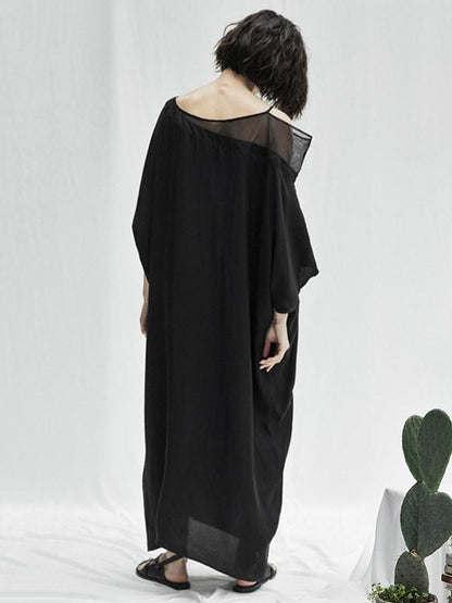 Urban Black Split-joint See-through Long Dress