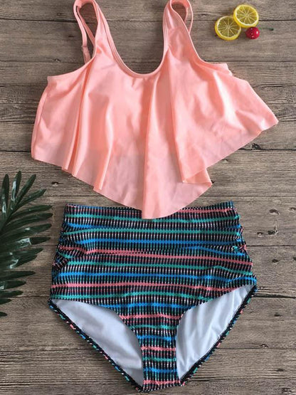 Ruffle High Waisted Tankini Swimsuit