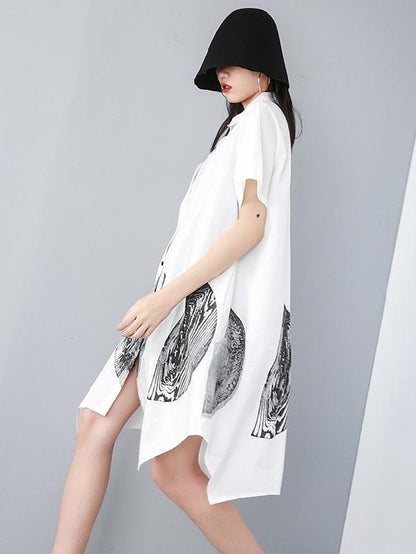 Ink Printed Cropped Shirt Dress