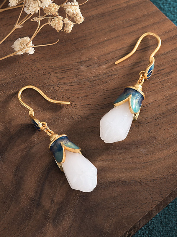 Vintage Flower-Embellished Geometry Earrings Accessories