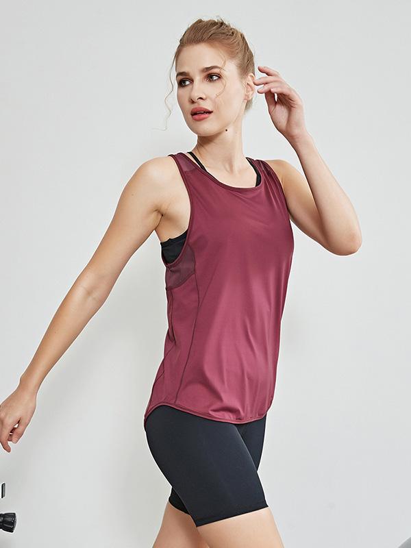 Solid Quick Dry Sleeveless Sports Vest Top