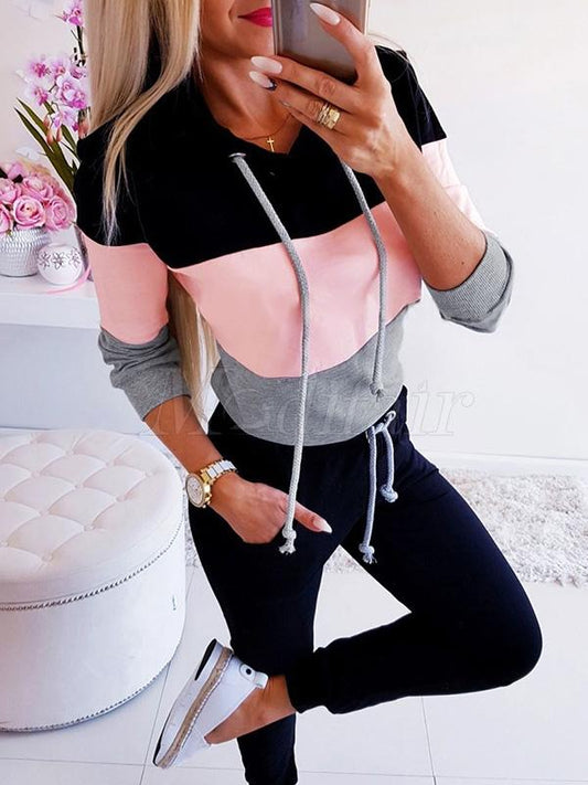 Loose Color-block Split-joint Sports Hoodies