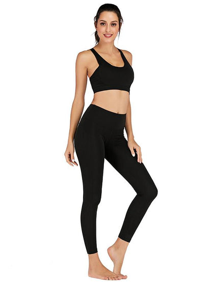 Solid Pocket Side Cut Out Yoga Sports Bra