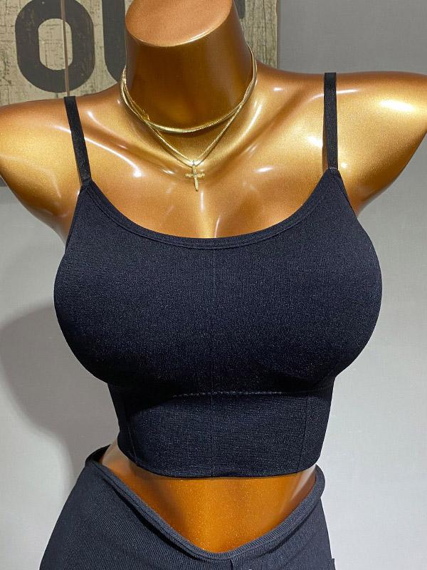 Wrap Backless Solid Spaghetti-Neck Vest Top