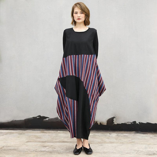 Baggy Women Jumpsuit Patchwork Autumn Stripe Bottom