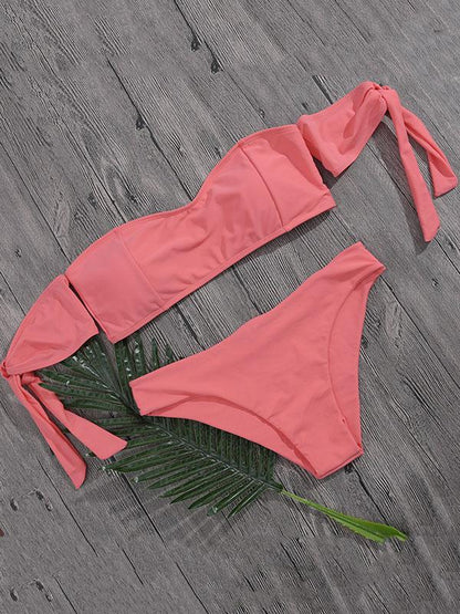 Plain Bandeau Bikini Swimsuit