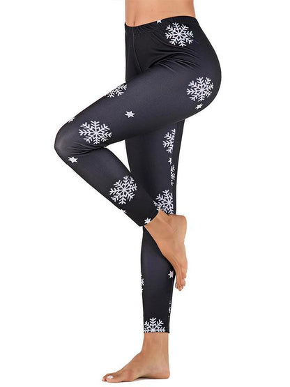 Snowflake Printed Christmas Element Leggings