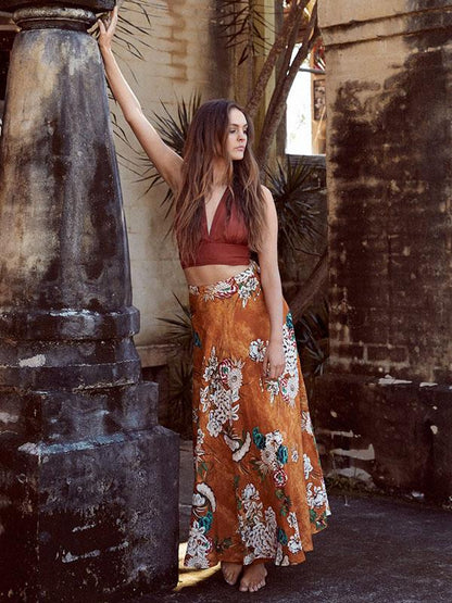 Floral Printed Bohemia Skirt Bottoms