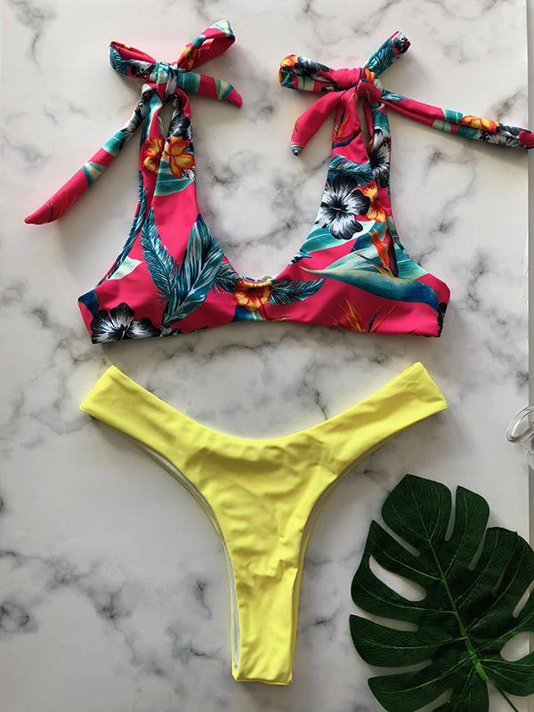 Plain Bottom Bikinis Swimwear