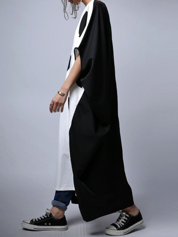 Original Loose Polka-Dot Round-Neck Batwing Sleeves Maxi Dress