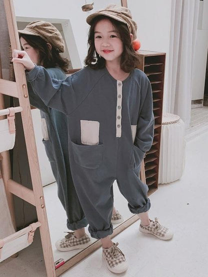 Loose Fashion Split-joint Kids Jumpsuits