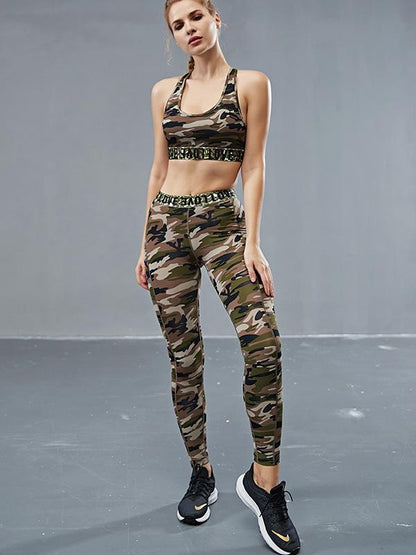 Sexy Camouflage Wrap Sleeveless Yoga Suits