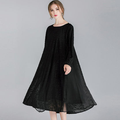 Buykud Soft And Comfortable Casual Leaf Loose Dress