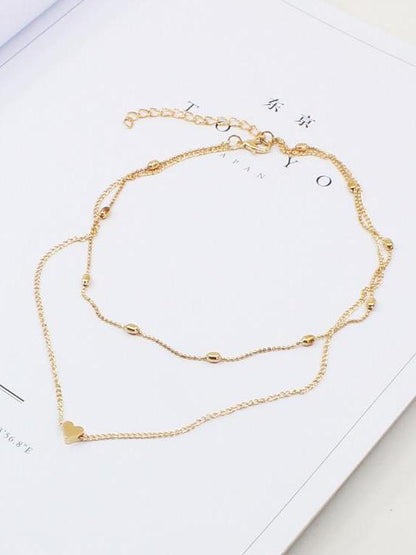 Peach Heart Multilayer Necklace Accessories