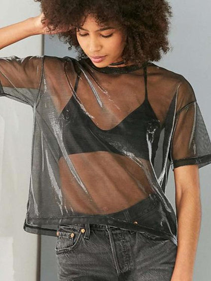 Casual See-through Gauze T-shirt