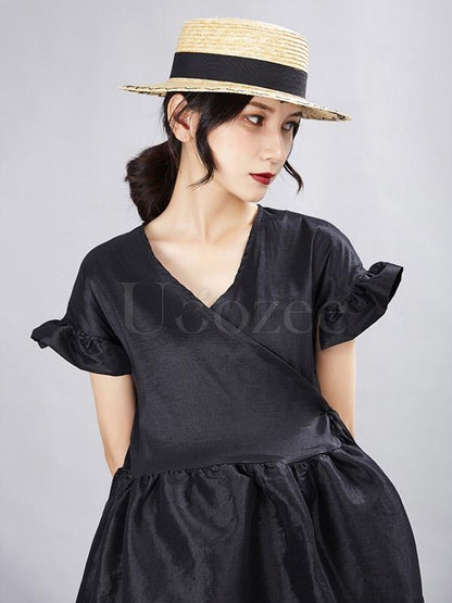 Retro Designed French Lace Sleeves A-line Mini Dress