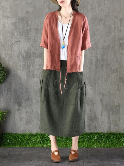 Casual Cotton Pocket Skirt