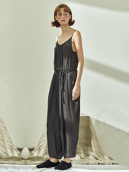 Black Loose Split-joint Sleeveless Jumpsuits