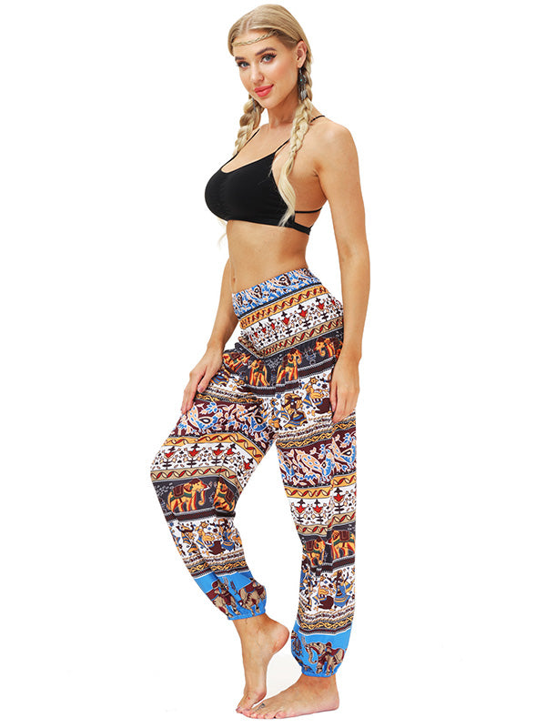 Bohemia Stripes Printed Elastic High Waisted Knickerbockers& Yoga Pants