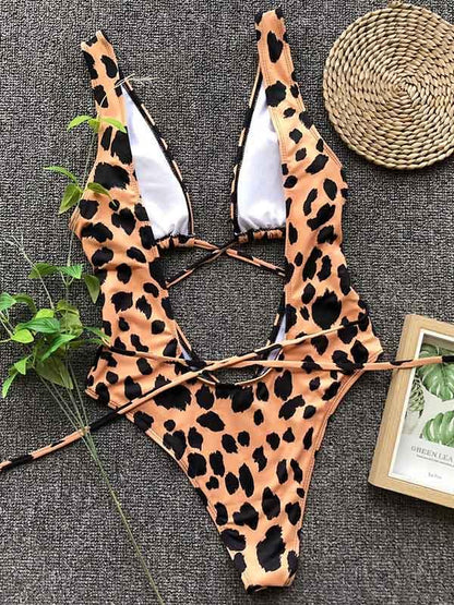 Leopard&Snakeskin Scrunch One Piece Swimsuit