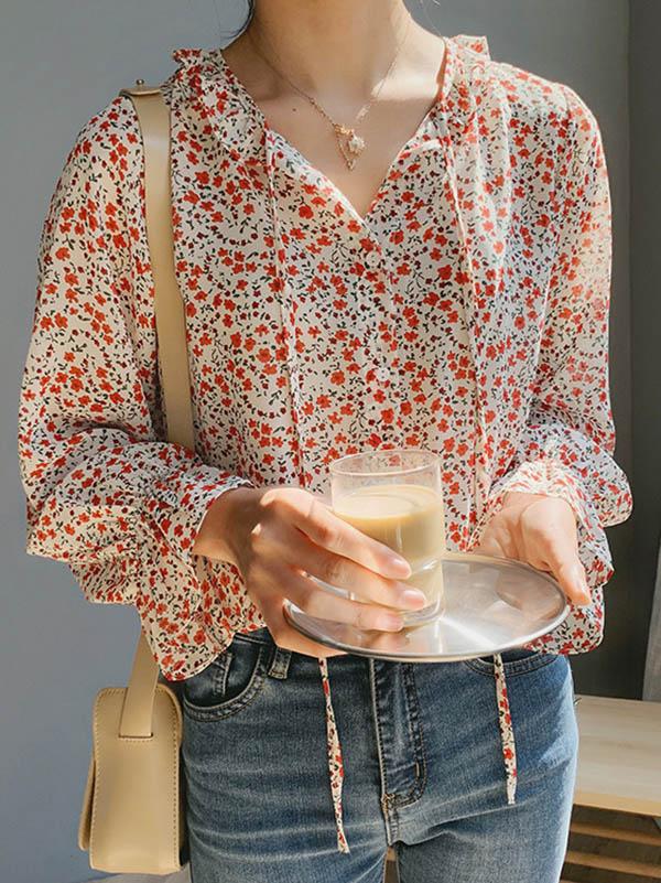 V-neck Floral Shirt