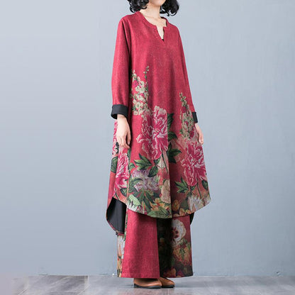 Buykud Comfortable Soft Floral Printed Two Piece Suit
