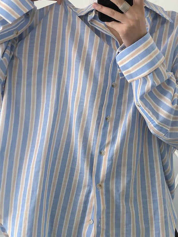 Original Striped Lapel Blouses&Shirts Tops