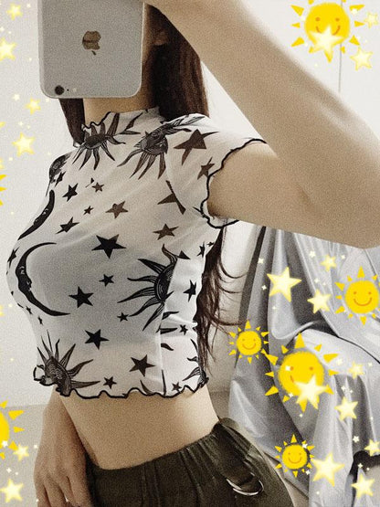 Graphic Crop Short Sleeve Tees