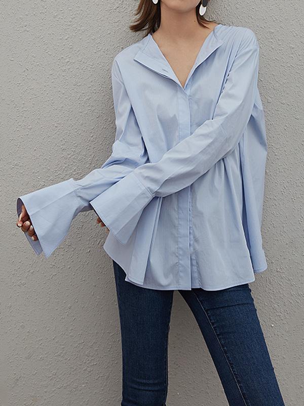 Original Round-neck Solid Blouses