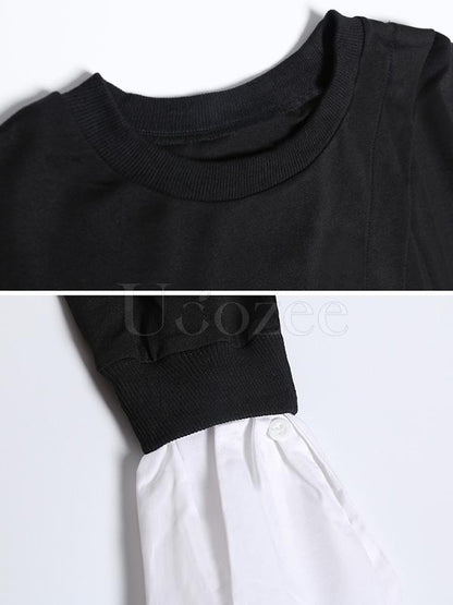 New Split-joint Black&White T-shirt