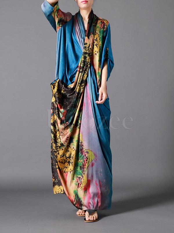 Casual Split-joint Silk Long Dress