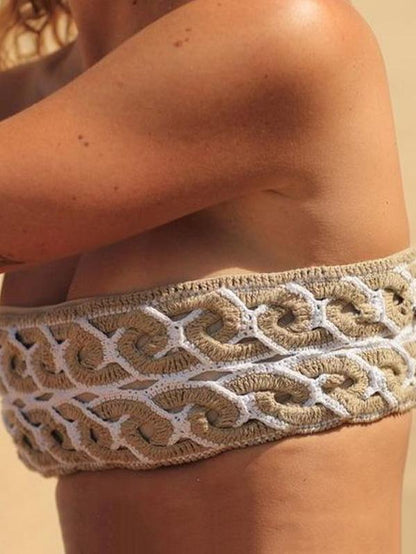 Flora Hollow Bandage Crochet Bikini Swimsuit