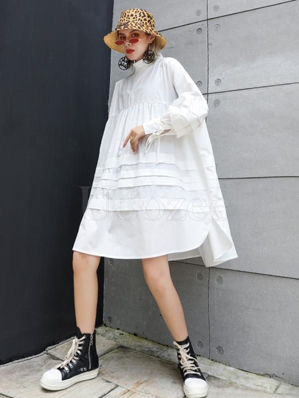 Solid Bowknot Drawstring Falbala Mini Dress