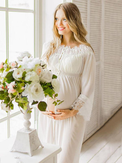 Maternity Lace Off-the-shoulder Maxi Dress