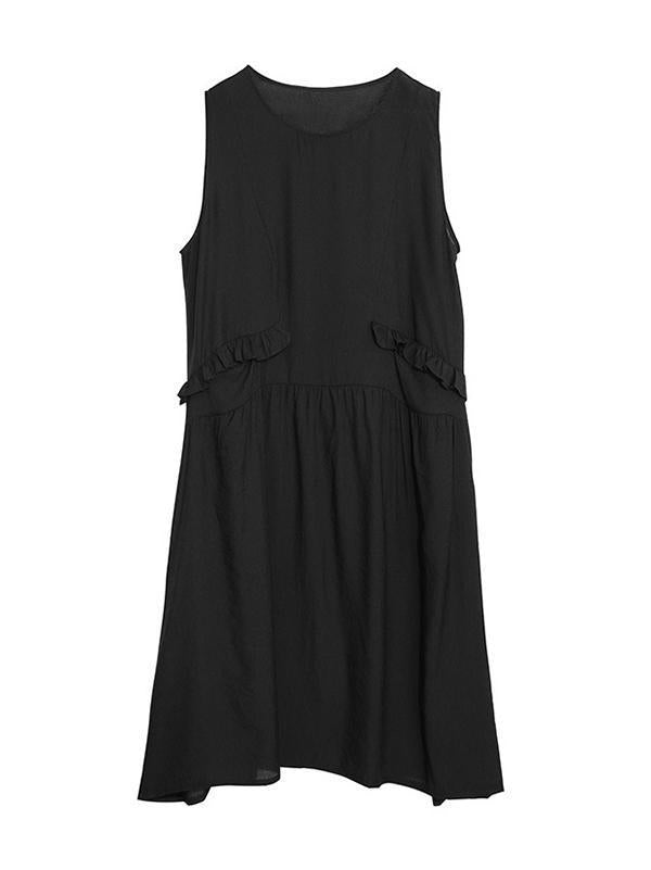 Original Solid Irregularity Sleeveless Dress