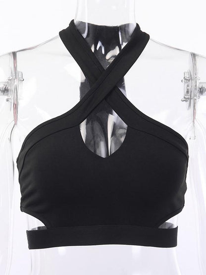 Sexy Solid Cross Halterneck Tank