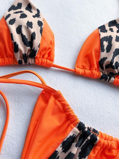 Lace Up Contrast Scrunch Bikini Set