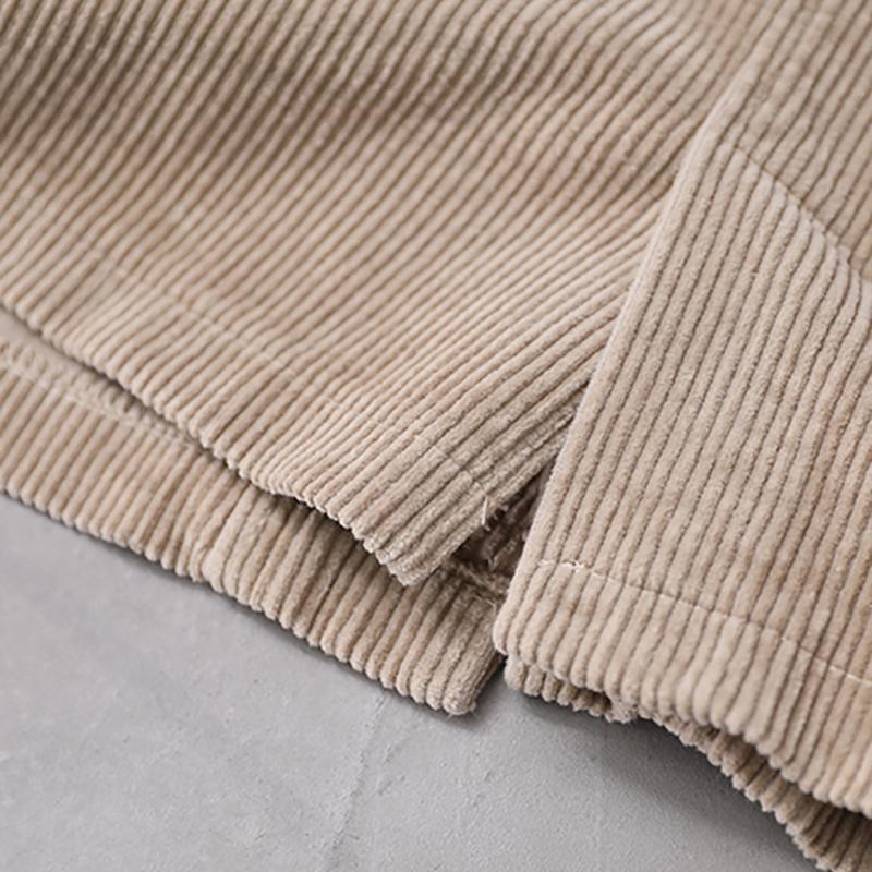 Buykud Patchwork Corduroy Single Breasted Autumn Coat