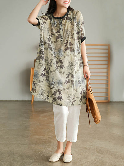 Vintage Original Printed Short Sleeves Round-Neck T-Shirt
