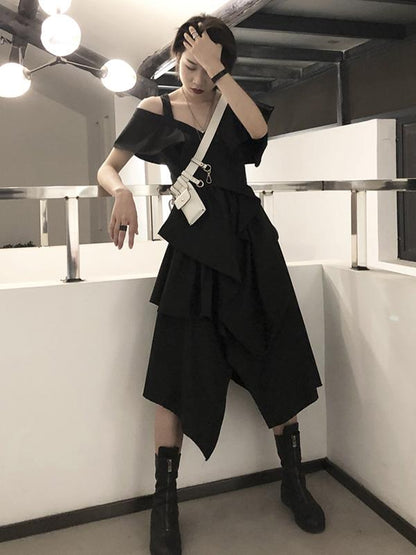 Asymmetric Backless Falbala Solid Shirt