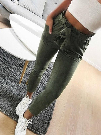 Fashion 3 Color Elastic Waist Casual Pants Bottoms