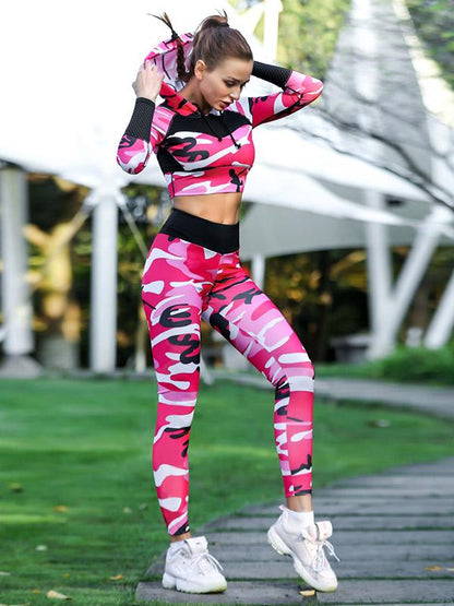Printed Hooded Yoga Suits