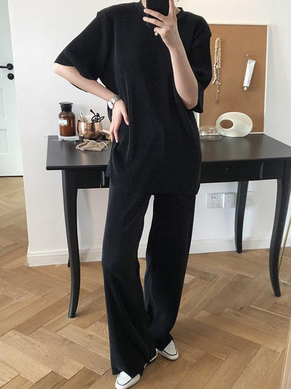 Ruffled Elastic Loose Solid T-Shirt
