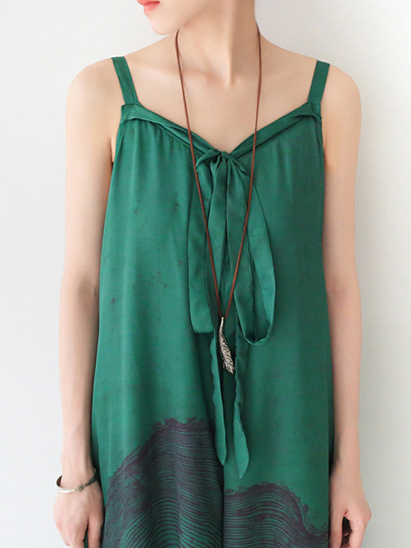 Stylish Printed Asymmetric Spaghetti-Neck Wide Leg Jumpsuits