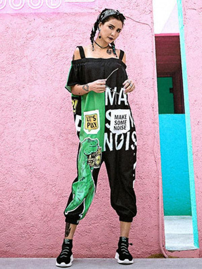 Dinosaur Printed Hip-hop Jumpsuits