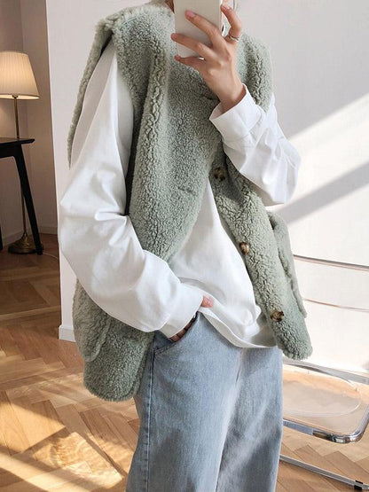 Casual Lamb Wool Vest Top