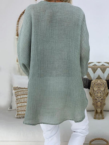 Solid Color V-neck Loose Blouses&Shirts Tops